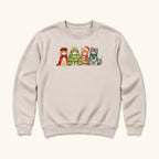Four Christmas Cats — Christmas Tree Costume and Holiday Lights Cat Graphic — garment mockup or size chart