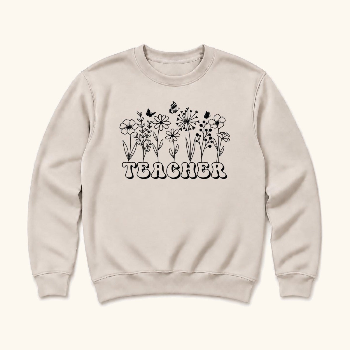 Teacher Flower — garment mockup or size chart