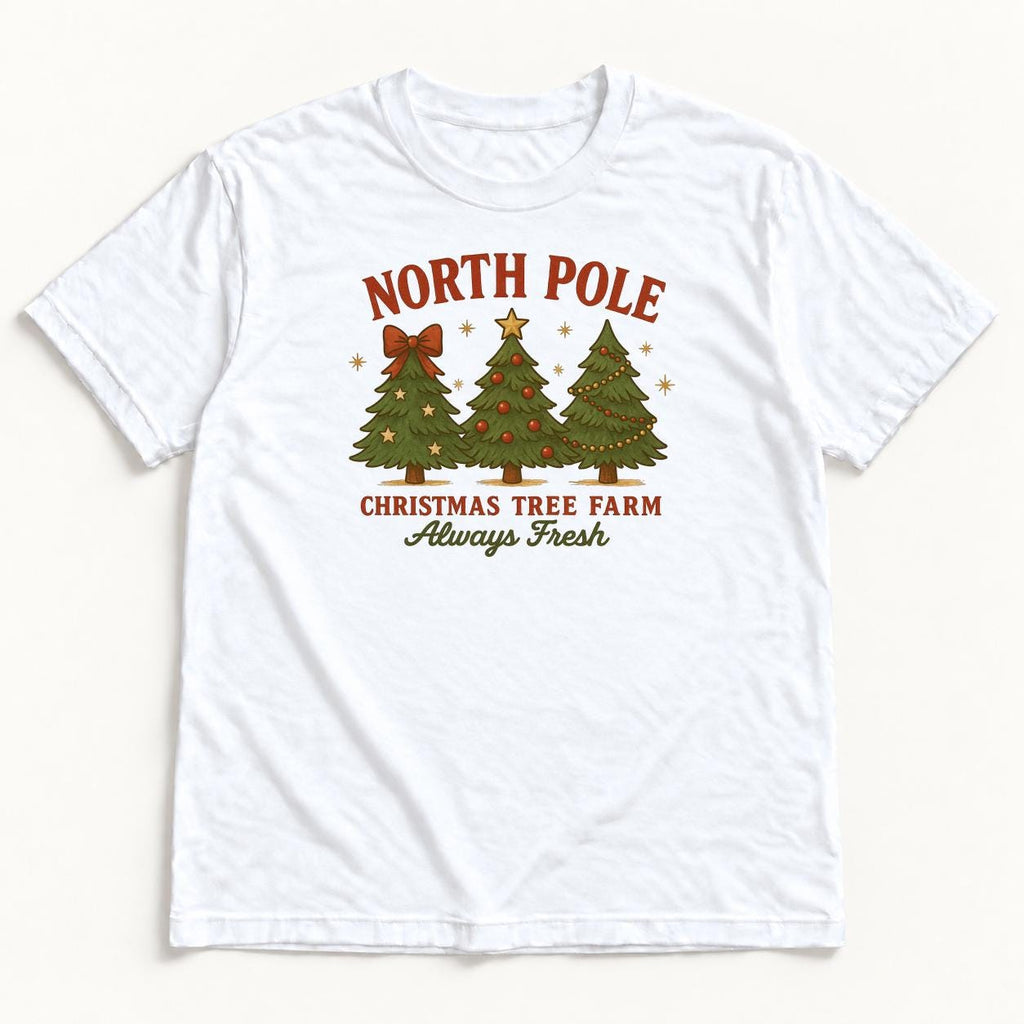 North Pole Christmas Tree Farm — garment mockup or size chart