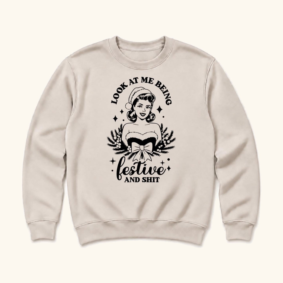 Look at Me Being Festive and Shit — garment mockup or size chart