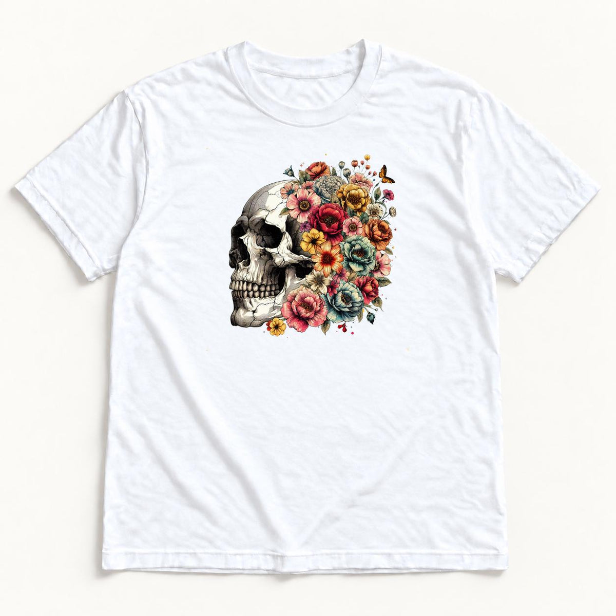Floral Skull — garment mockup or size chart