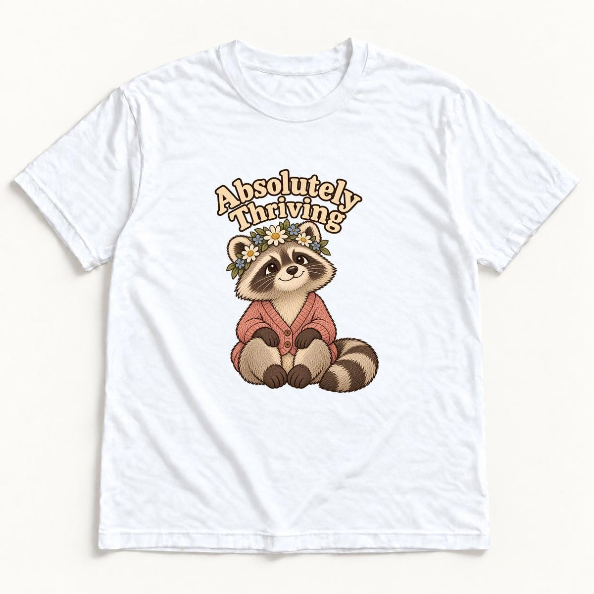Absolutely Thriving Raccoon — garment mockup or size chart