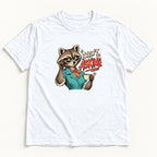 I Wasn't Asking Raccoon — garment mockup or size chart