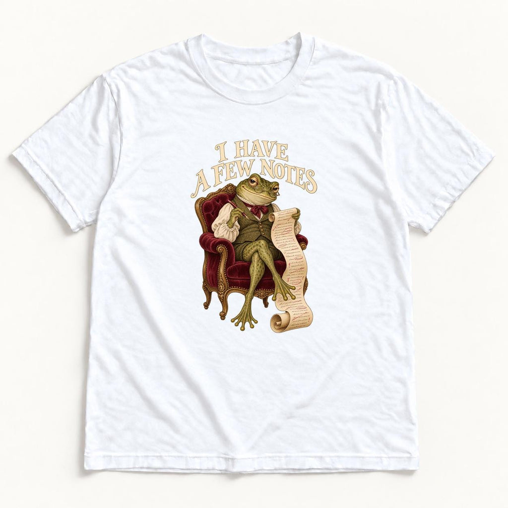 I Have a Few Notes Frog — garment mockup or size chart