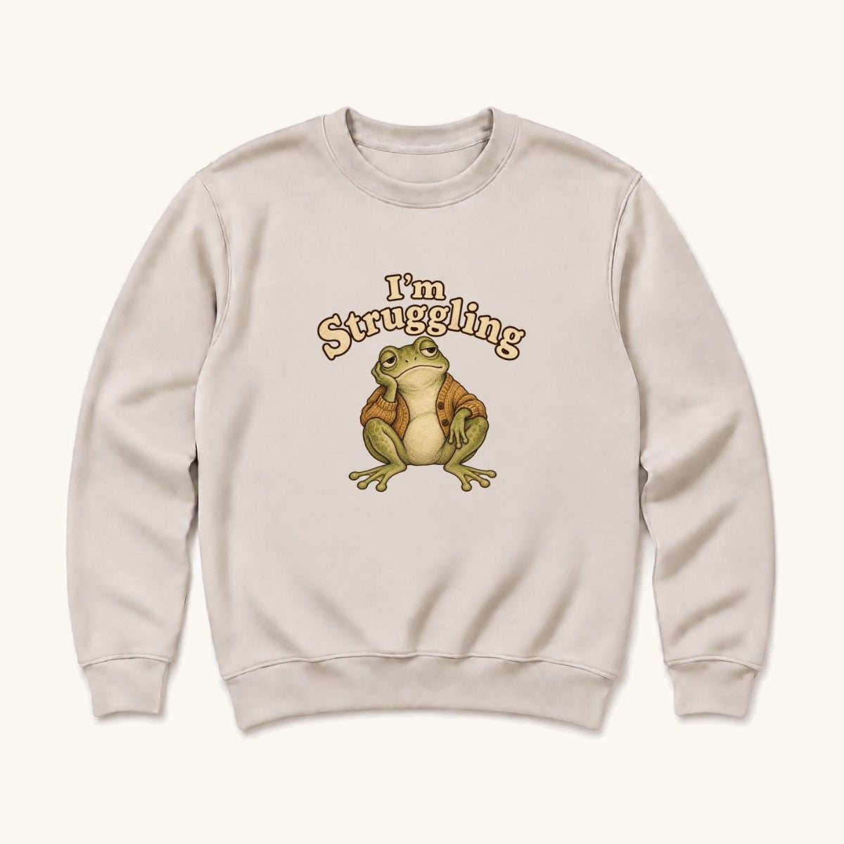 I'm Struggling Frog — garment mockup or size chart