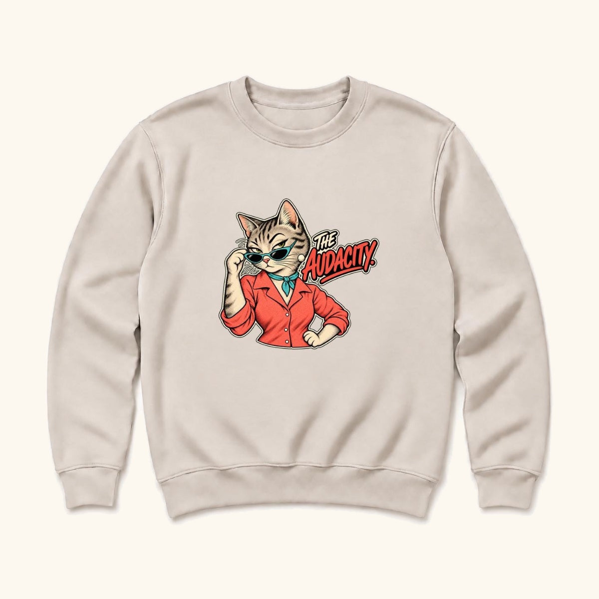 The Audacity Cat — garment mockup or size chart