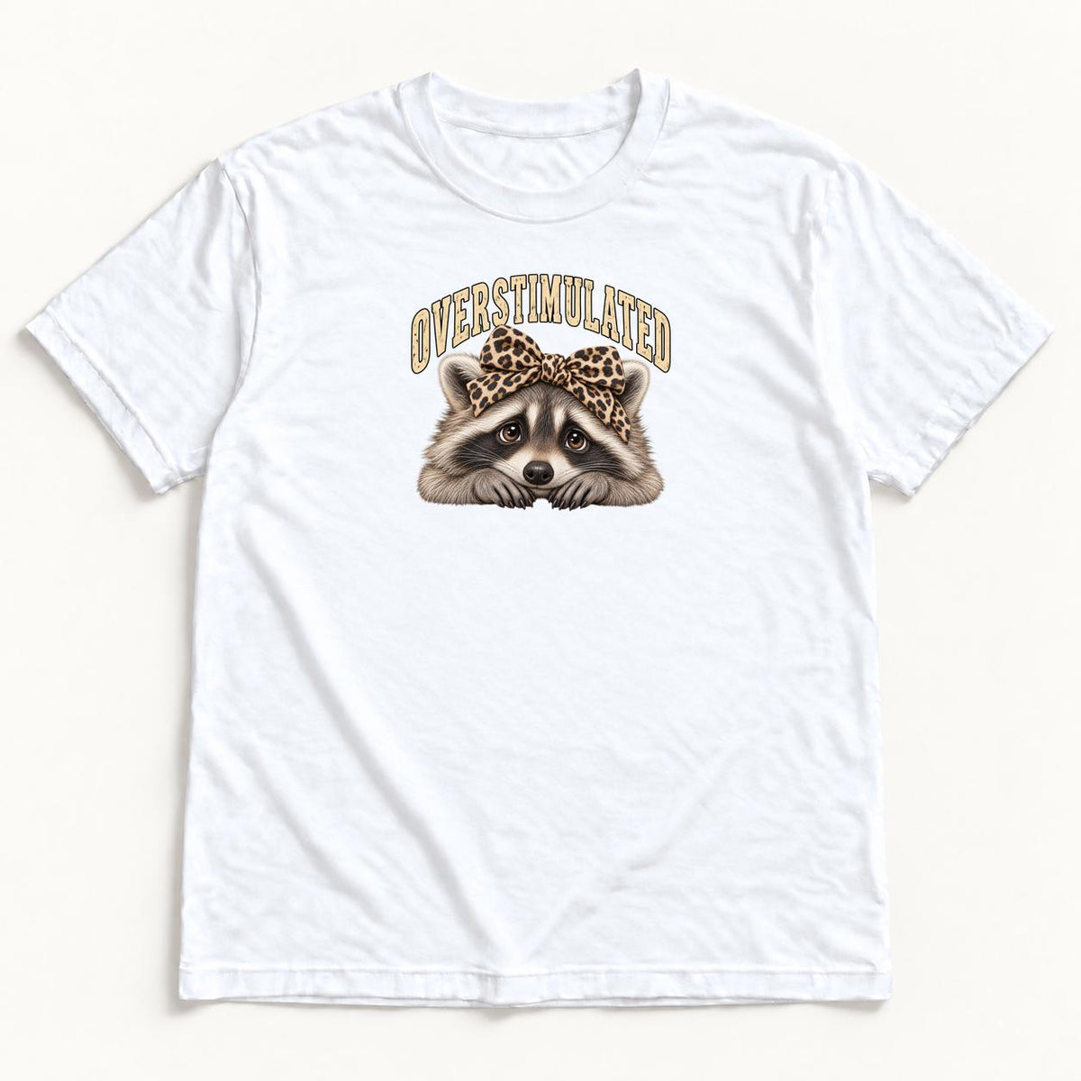 Overstimulated Raccoon — garment mockup or size chart