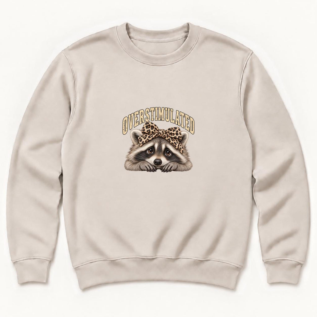 Overstimulated Raccoon — garment mockup or size chart