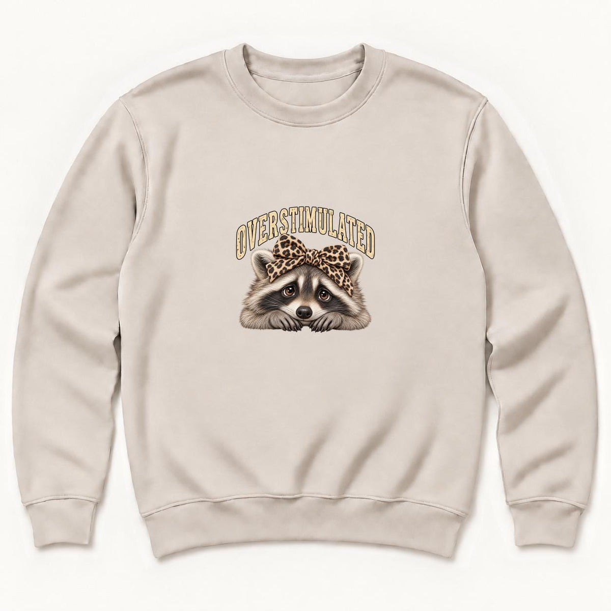 Overstimulated Raccoon — garment mockup or size chart