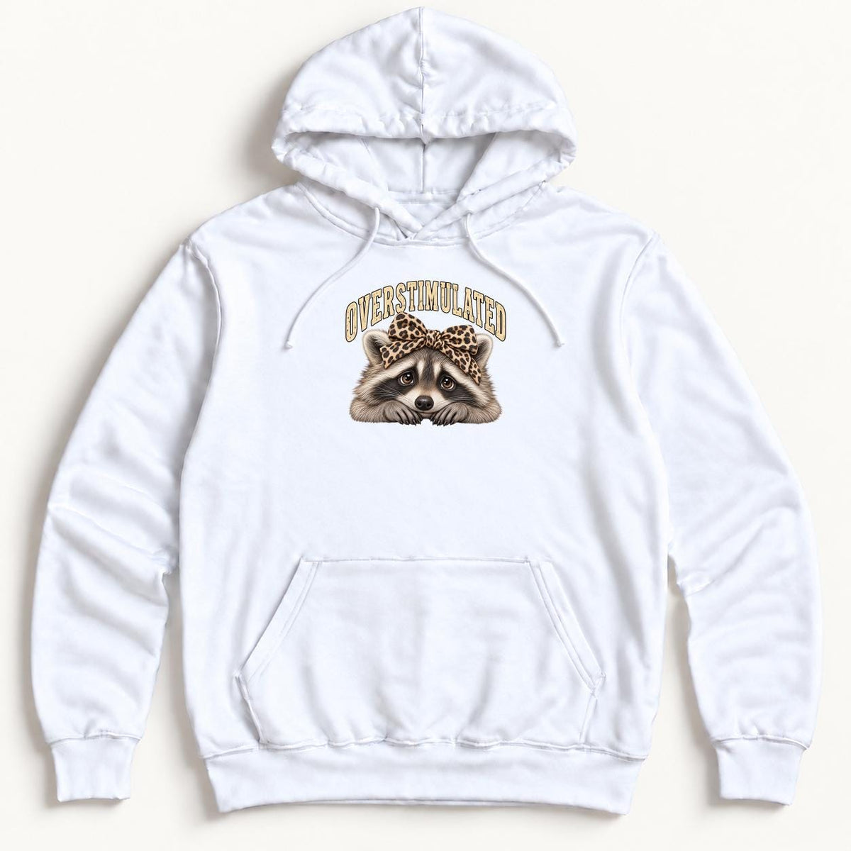 Overstimulated Raccoon — garment mockup or size chart