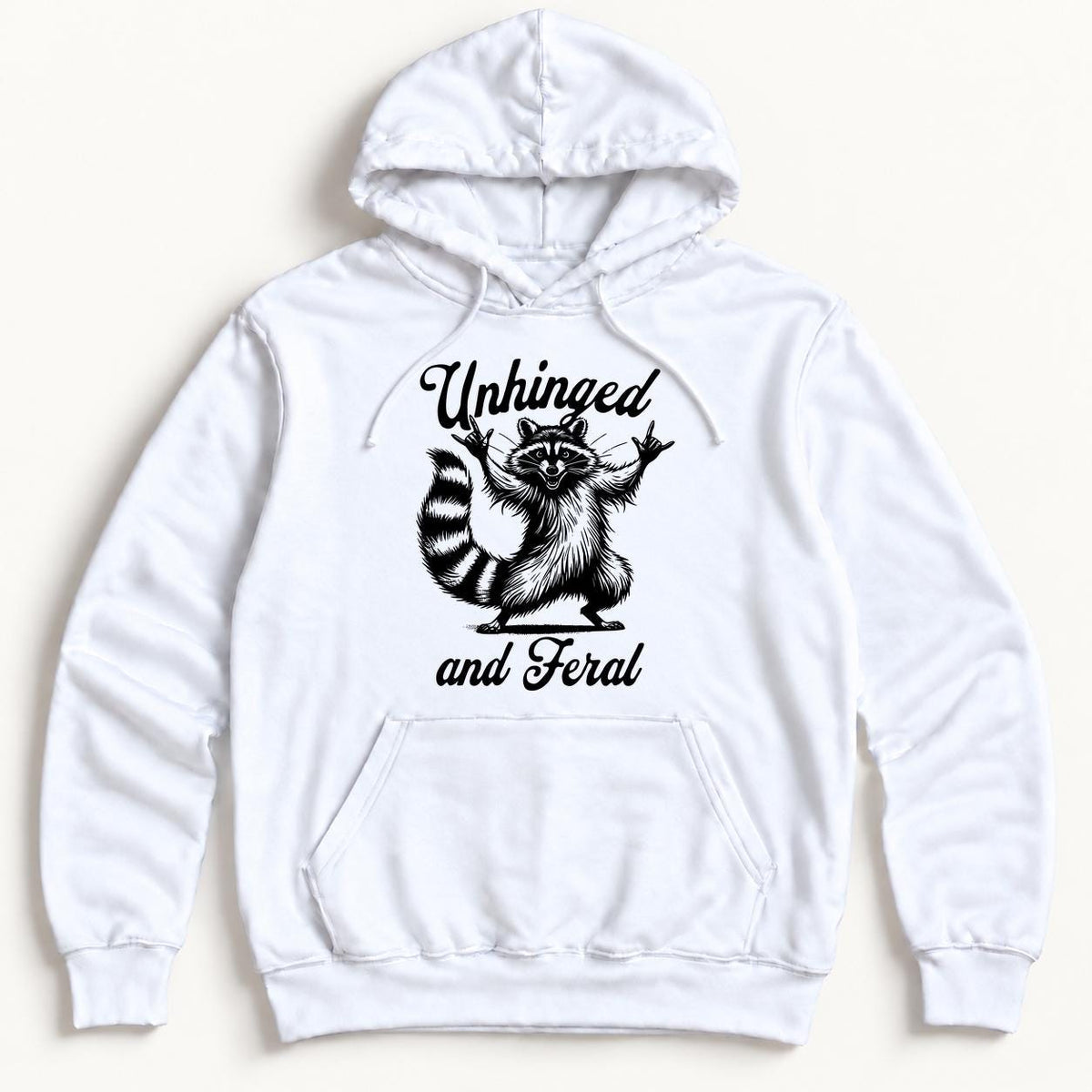 Unhinged and Feral Raccoon — garment mockup or size chart