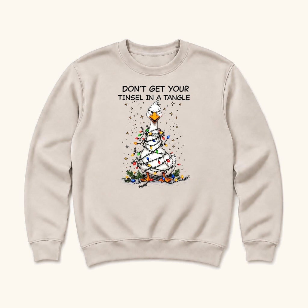 Don't Get Your Tinsel in a Tangle Duck — garment mockup or size chart