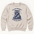 If I'm Moody Give Me Foody Raccoon — garment mockup or size chart