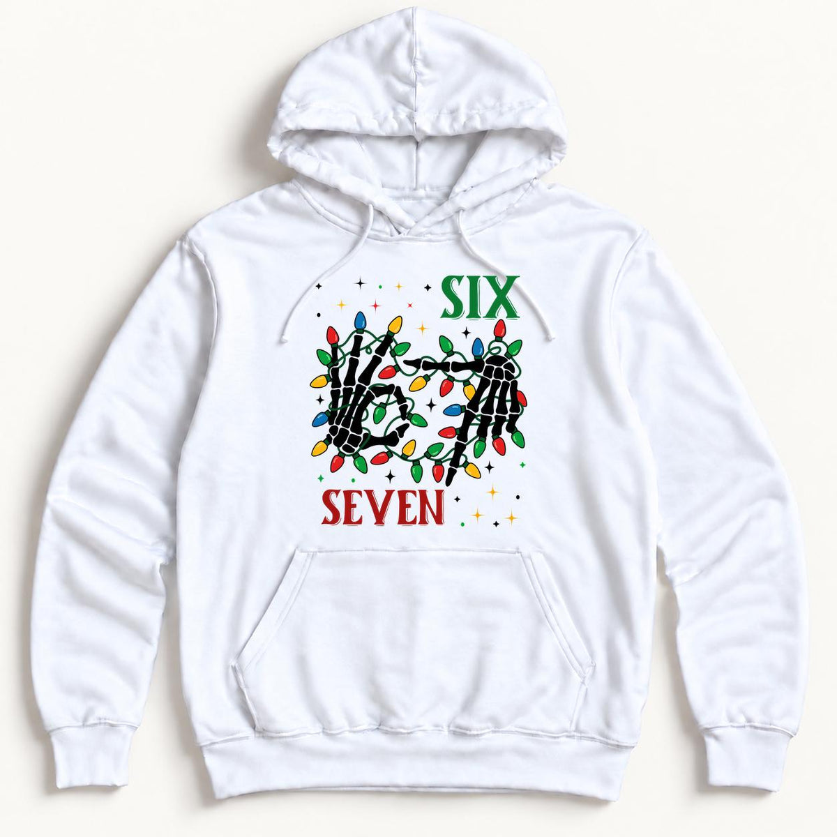 Six Seven Christmas Skeleton Hands — garment mockup or size chart
