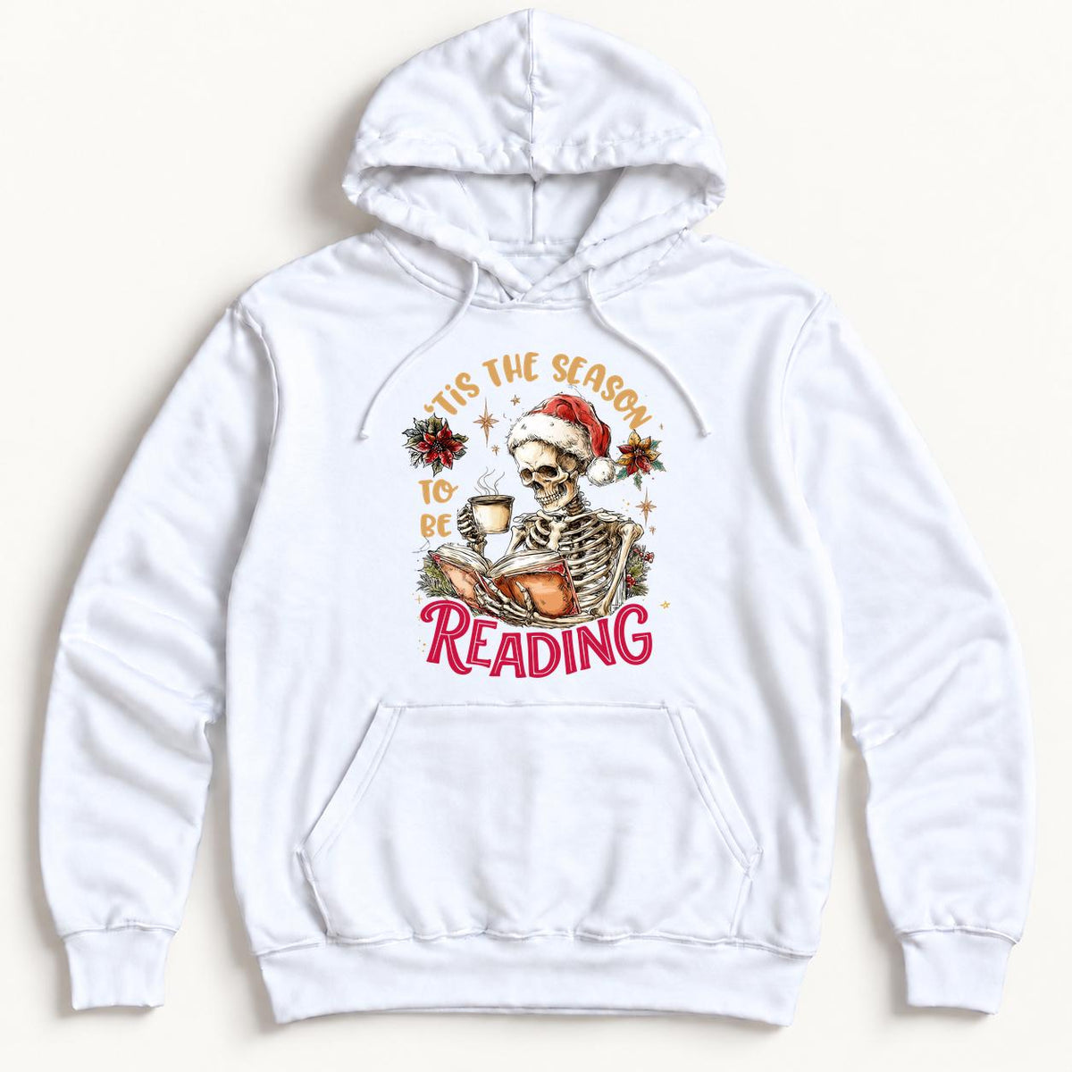 Tis the Season to Be Reading Skeleton — garment mockup or size chart