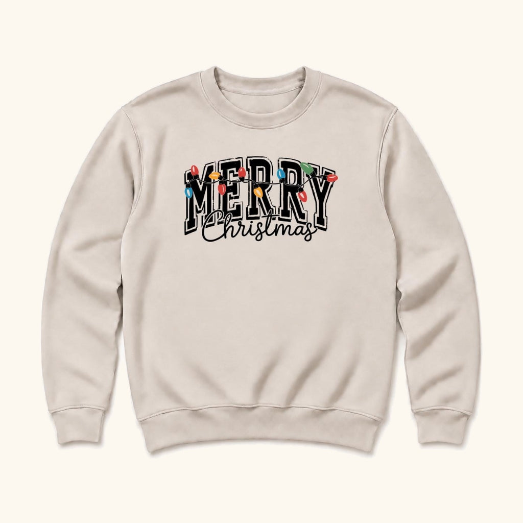 Merry Christmas Lights — garment mockup or size chart