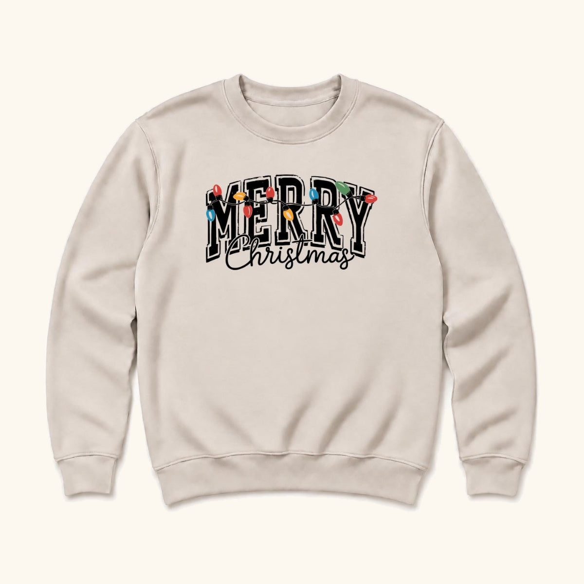 Merry Christmas Lights — garment mockup or size chart