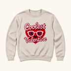 Coolest Valentine — Smiling Red Heart with Pink Glasses — garment mockup or size chart
