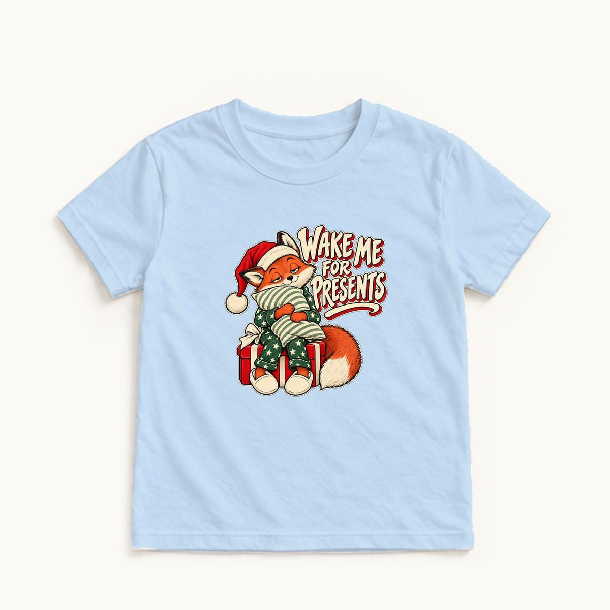 Wake Me for Presents — garment mockup or size chart