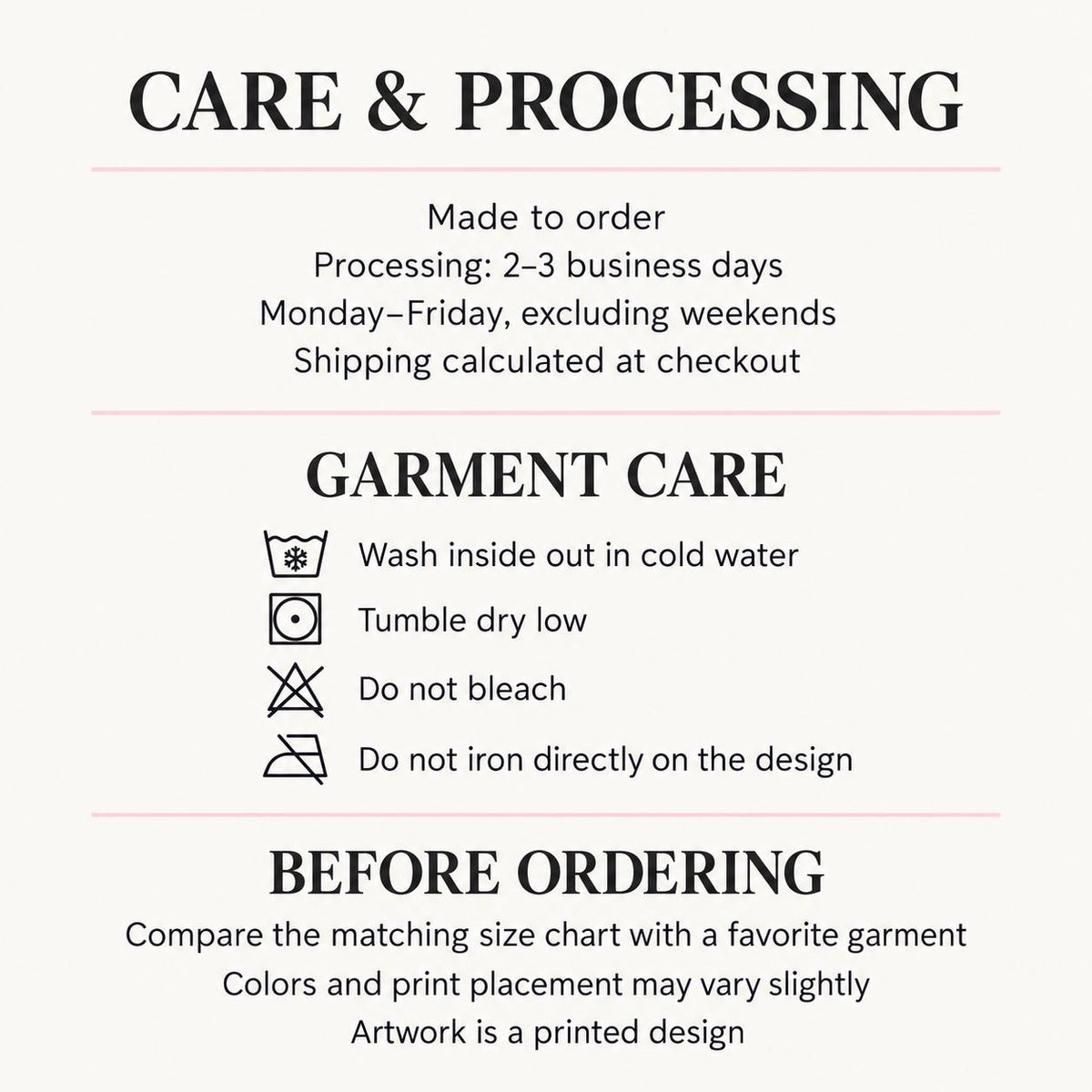 Sleigh My Name — garment mockup or size chart