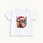 Highland Cow Christmas Bubblegum — garment mockup or size chart