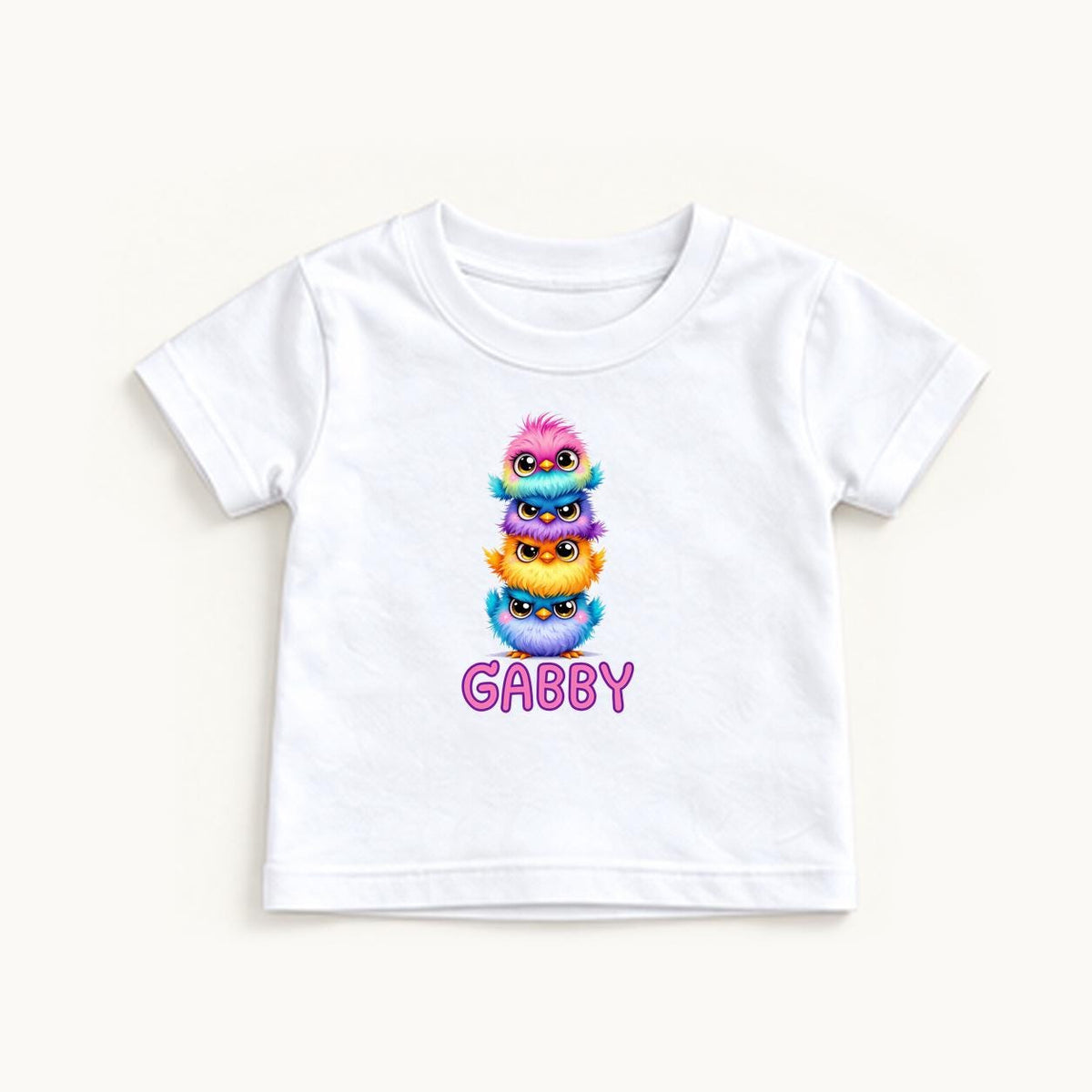 Personalized Stacked Birds — garment mockup or size chart