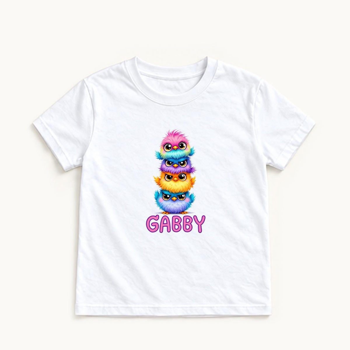Personalized Stacked Birds — garment mockup or size chart