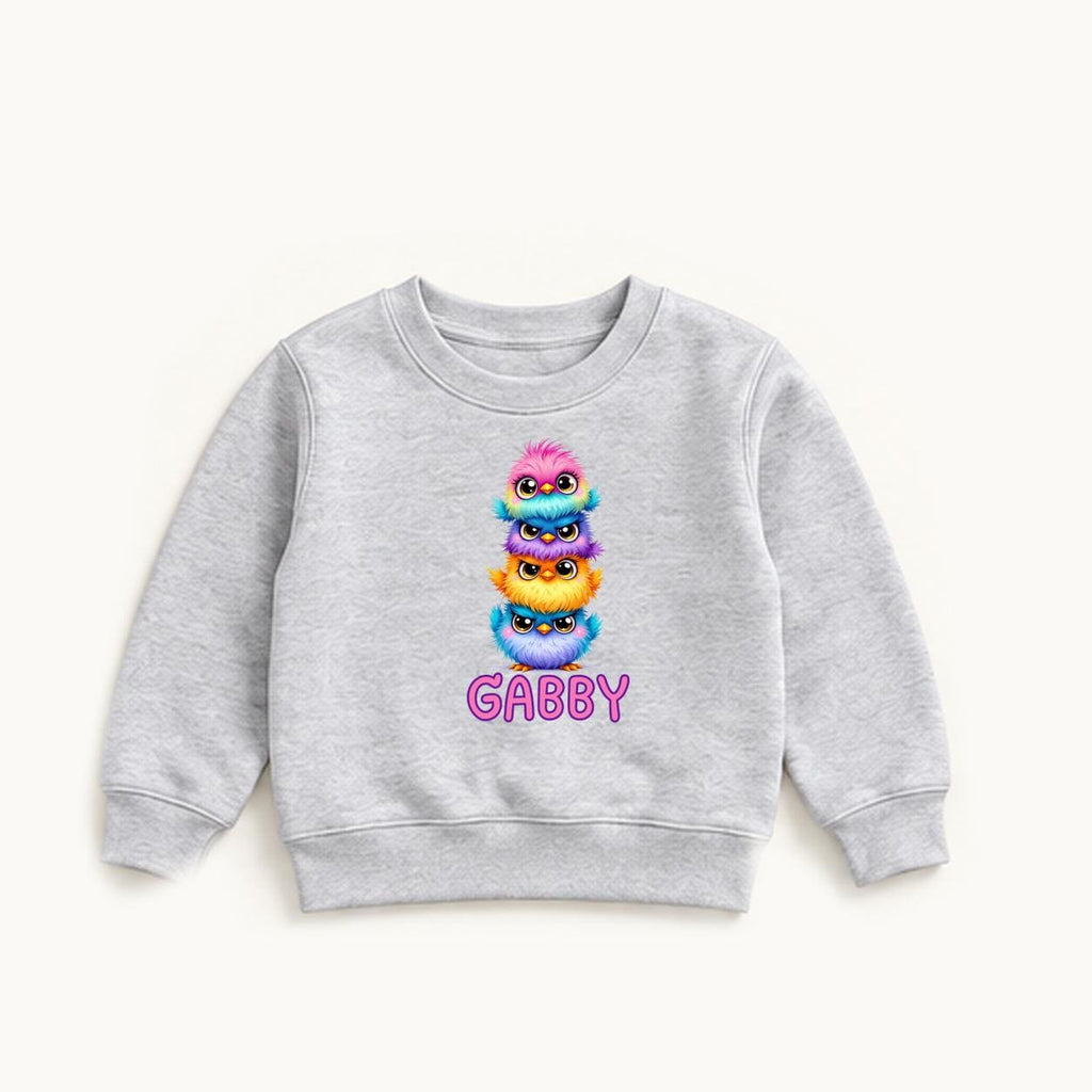Personalized Stacked Birds — garment mockup or size chart
