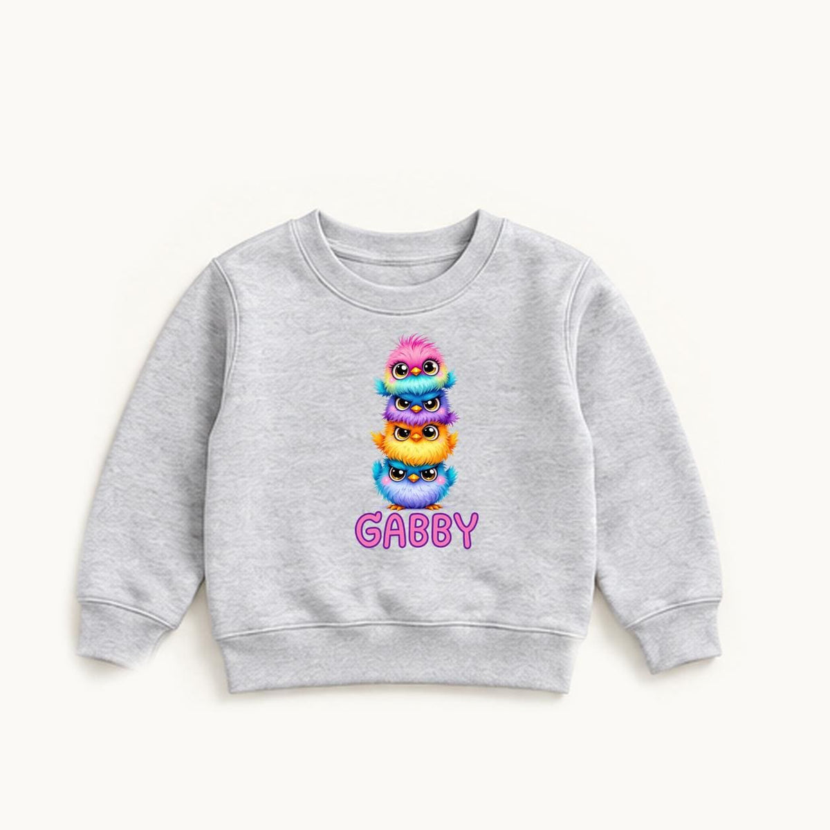 Personalized Stacked Birds — garment mockup or size chart