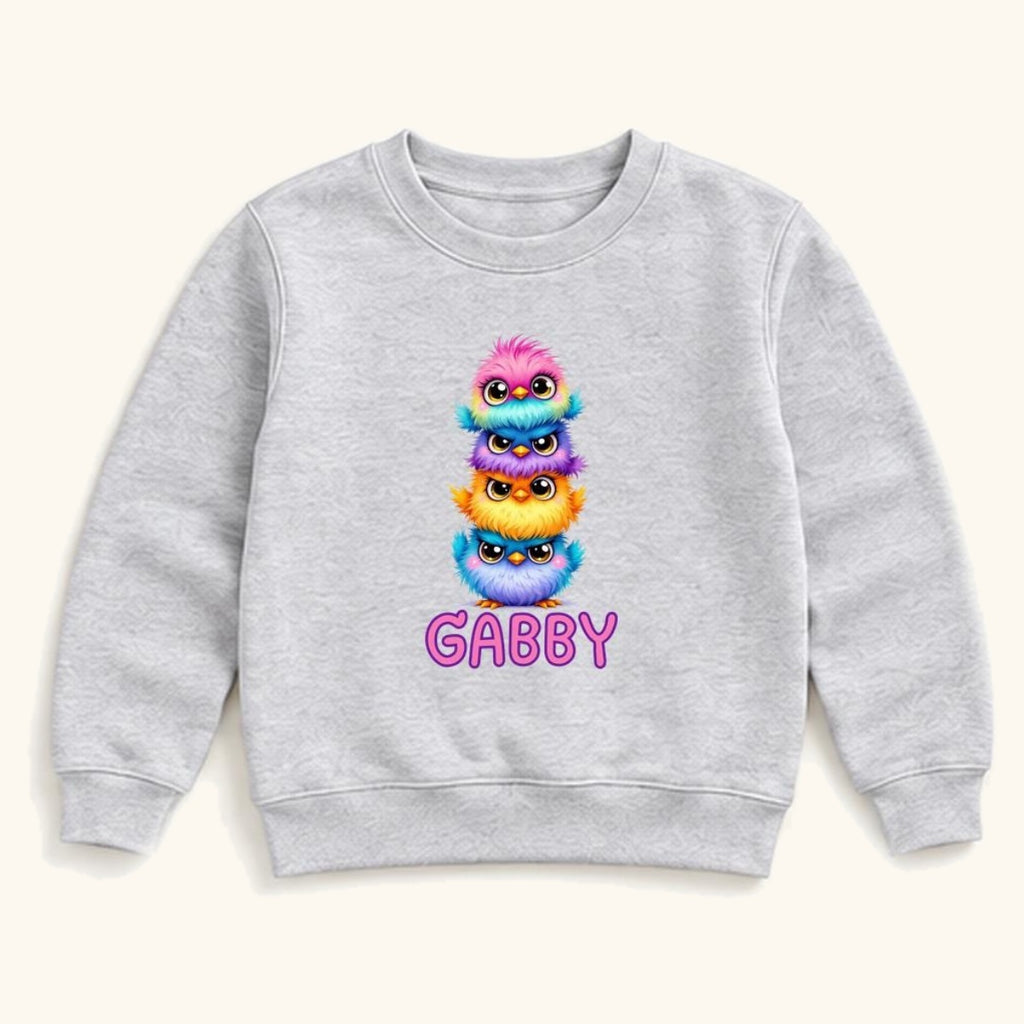 Personalized Stacked Birds — garment mockup or size chart