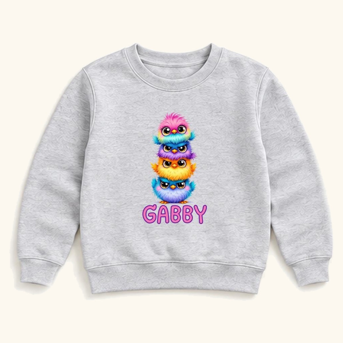 Personalized Stacked Birds — garment mockup or size chart