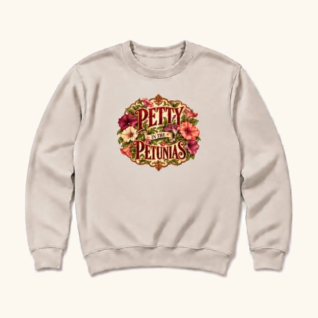 Petty in the Petunias — garment mockup or size chart