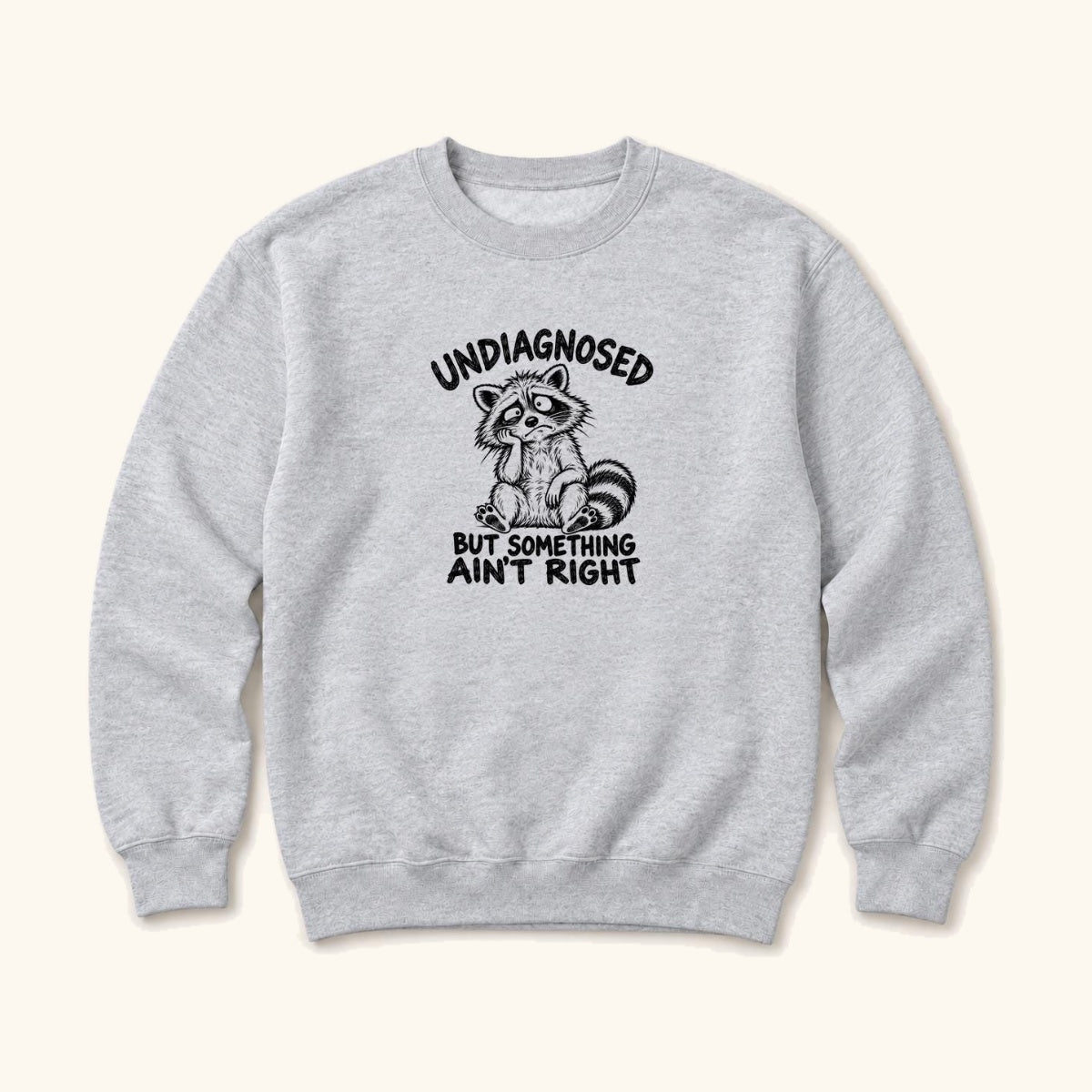 Undiagnosed But Something Ain't Right Raccoon — garment mockup or size chart