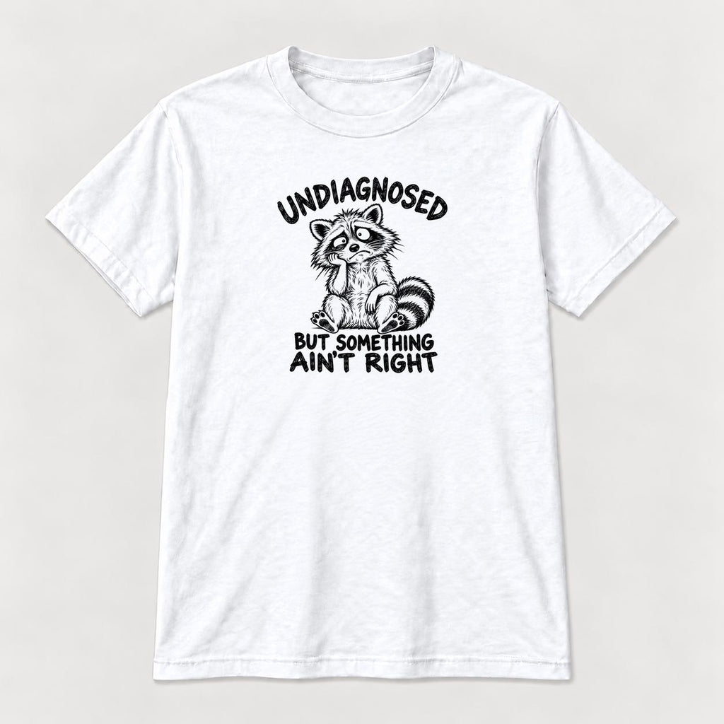 Undiagnosed But Something Ain't Right Raccoon — garment mockup or size chart
