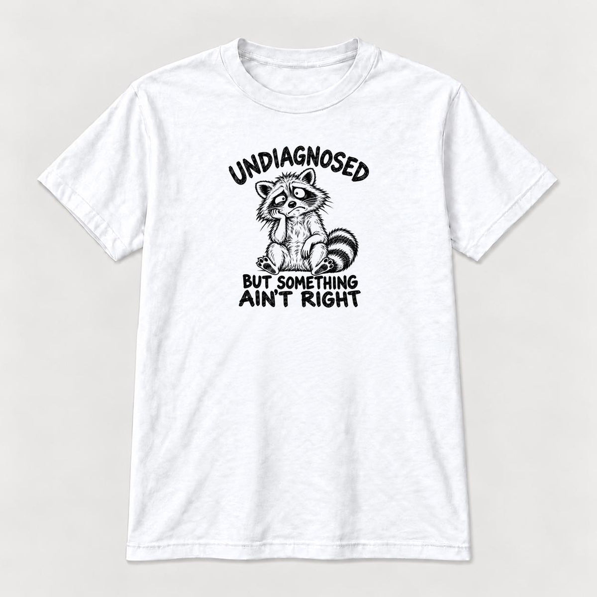 Undiagnosed But Something Ain't Right Raccoon — garment mockup or size chart