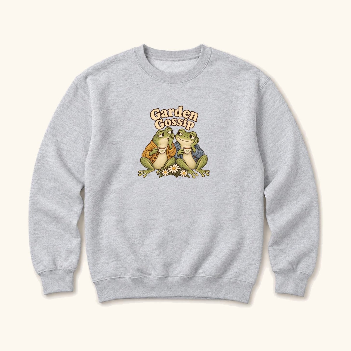 Garden Gossip Frogs — garment mockup or size chart