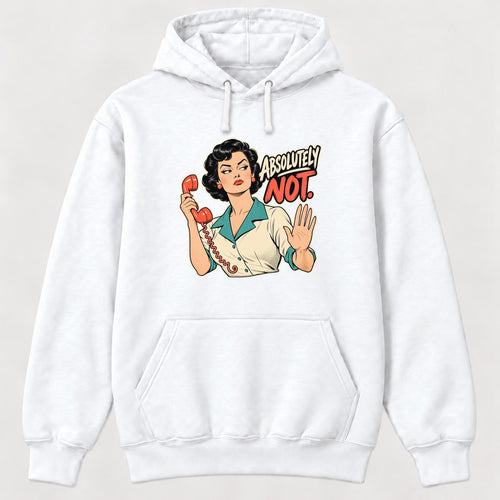 Absolutely Not Retro Comic Woman — garment mockup or size chart