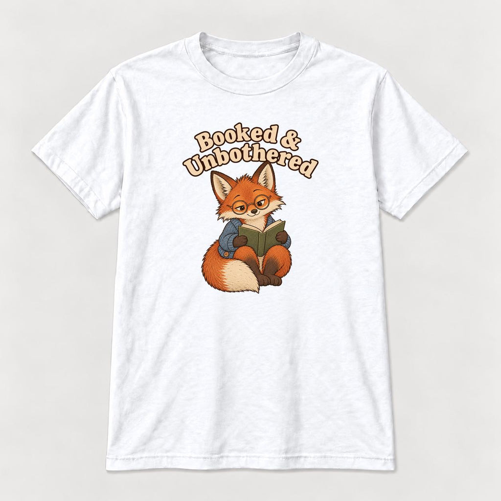 Booked and Unbothered Fox — garment mockup or size chart
