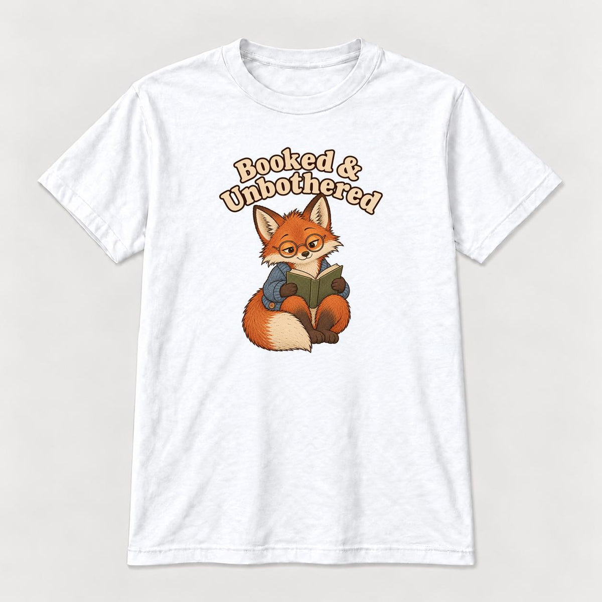 Booked and Unbothered Fox — garment mockup or size chart
