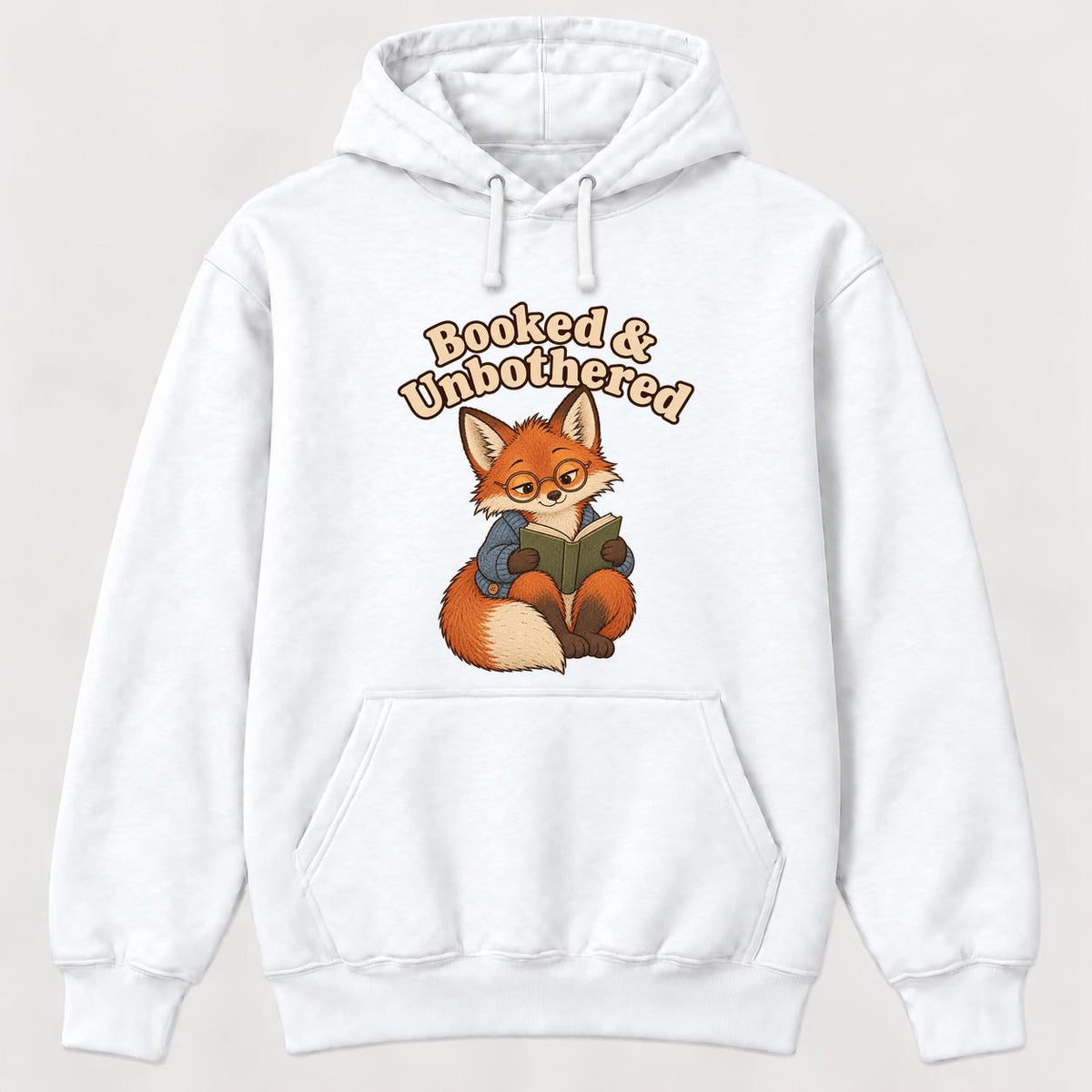 Booked and Unbothered Fox — garment mockup or size chart