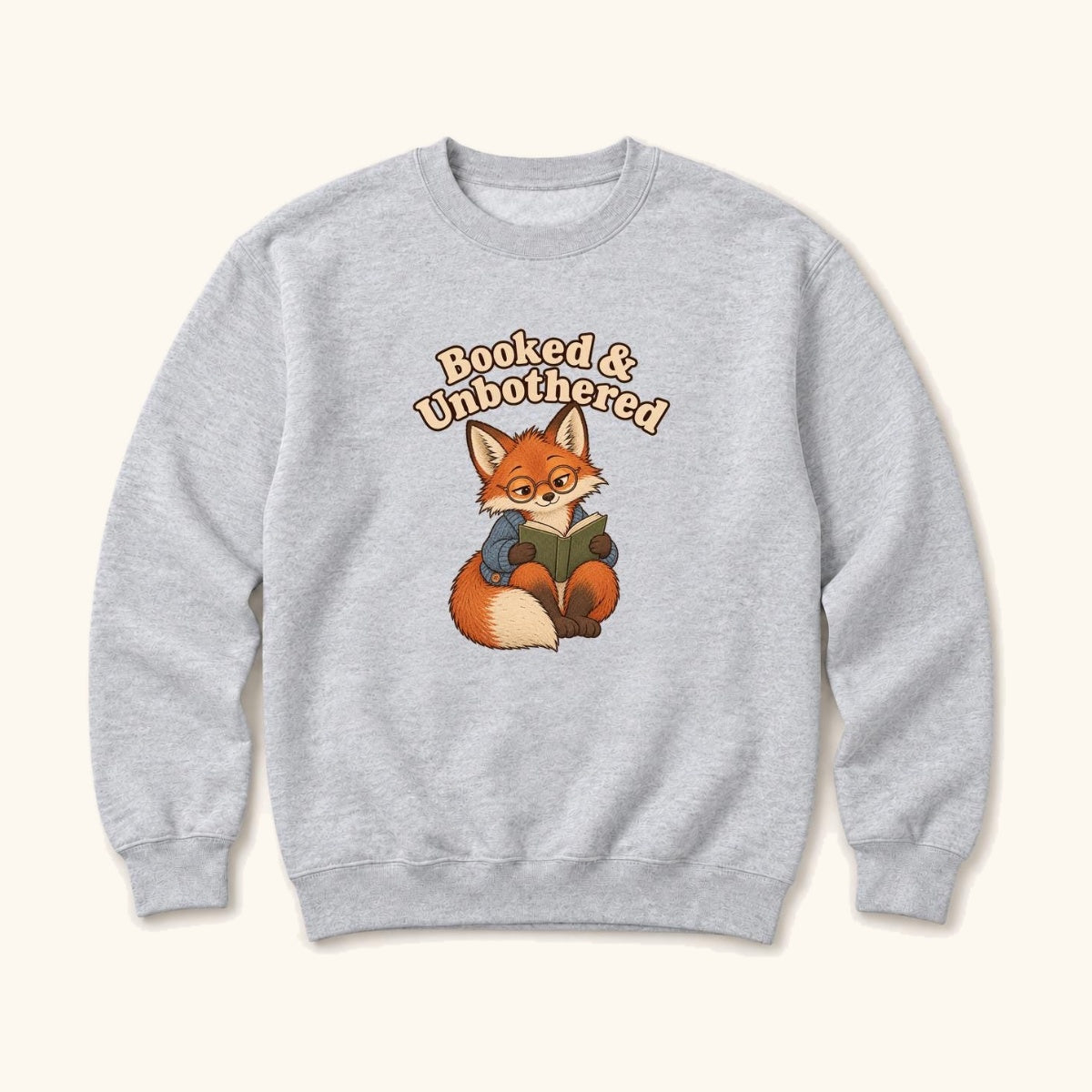 Booked and Unbothered Fox — garment mockup or size chart