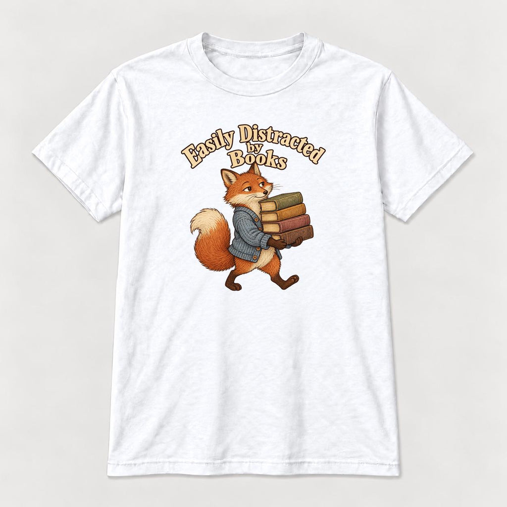 Easily Distracted By Books Fox — garment mockup or size chart