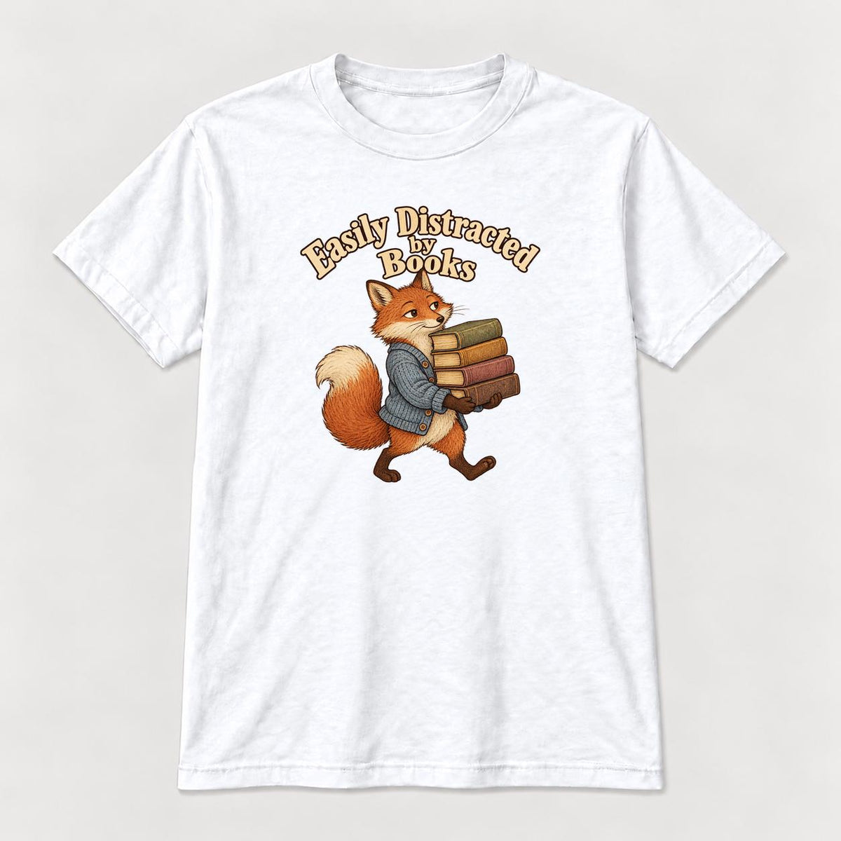 Easily Distracted By Books Fox — garment mockup or size chart