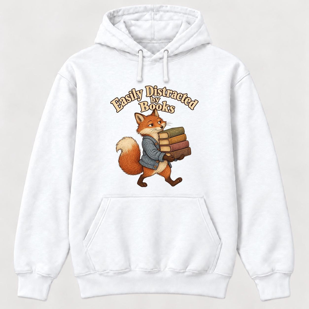 Easily Distracted By Books Fox — garment mockup or size chart