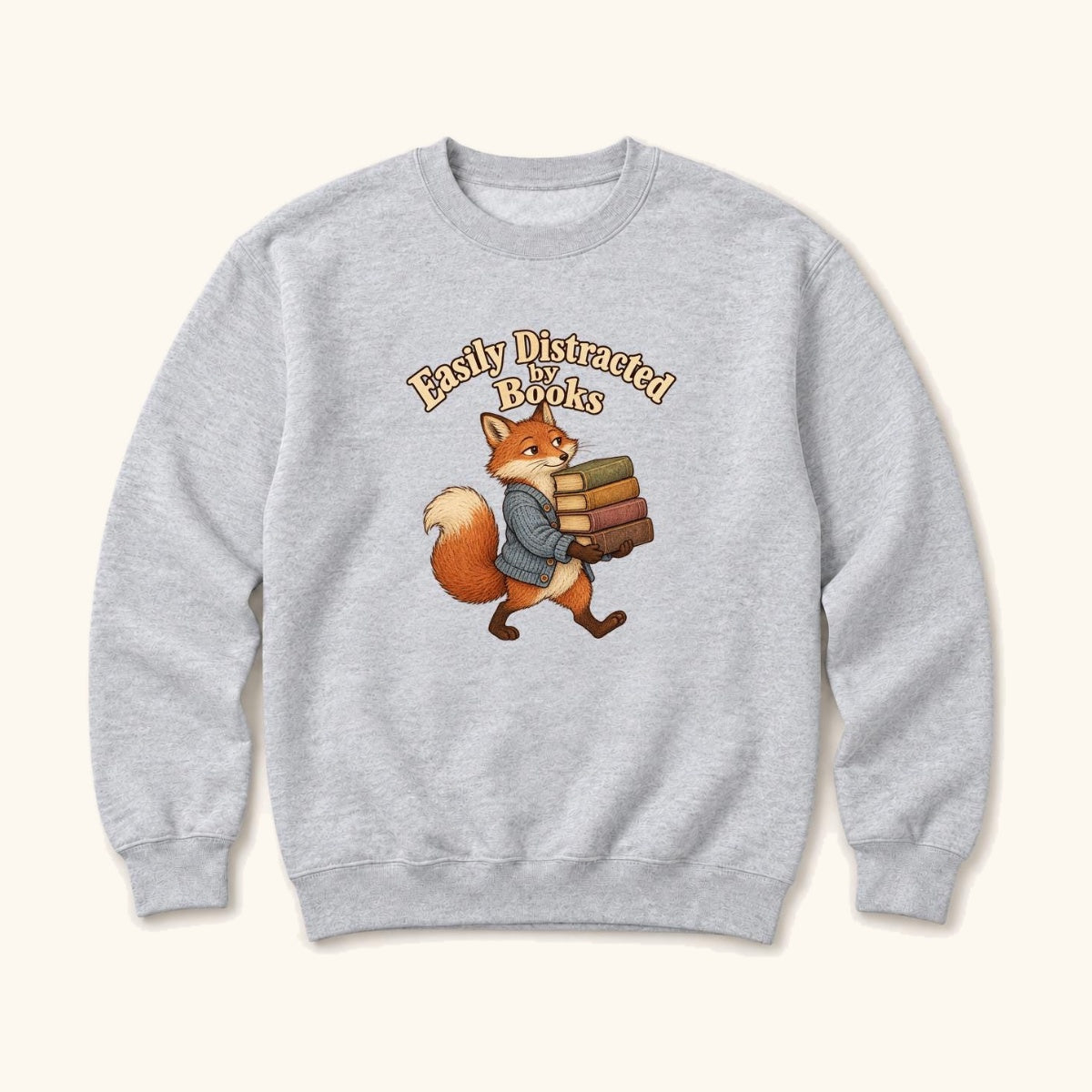 Easily Distracted By Books Fox — garment mockup or size chart