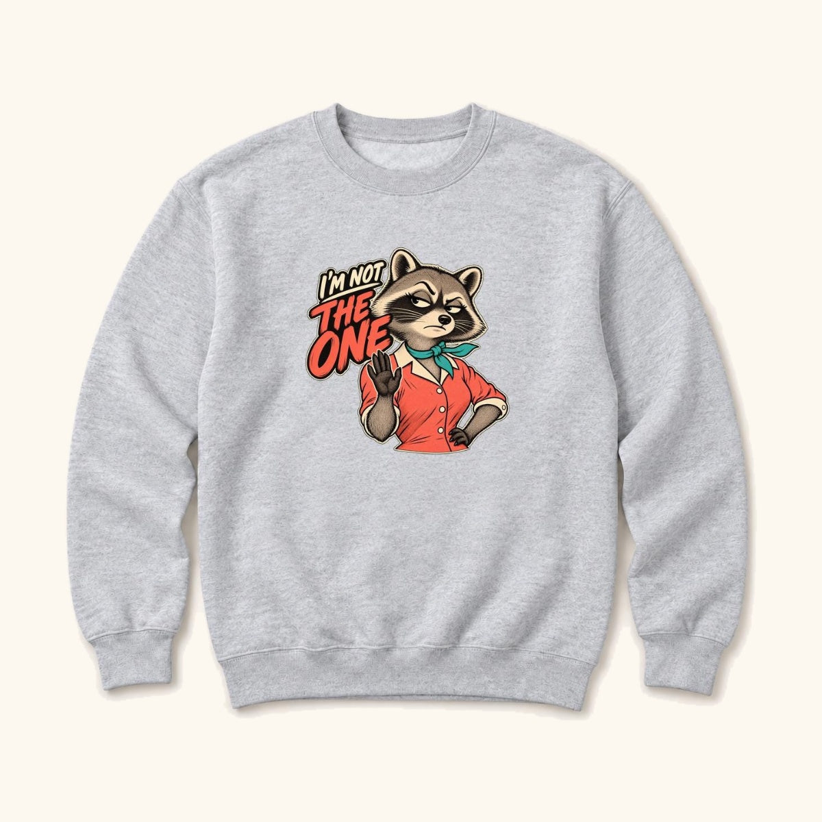 I'm Not The One Raccoon — garment mockup or size chart