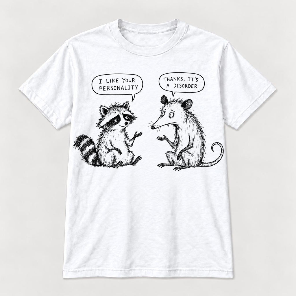 I Like Your Personality Raccoon Possum — garment mockup or size chart