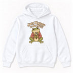 Just Happy to Be Here Frog with Flowers — garment mockup or size chart