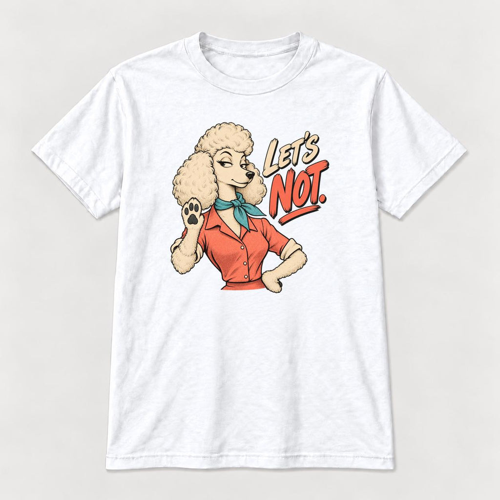 Lets Not Retro Comic Poodle — garment mockup or size chart