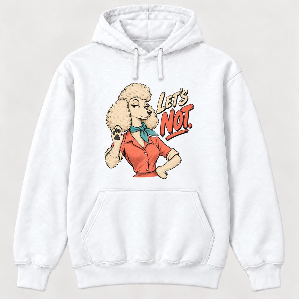 Lets Not Retro Comic Poodle — garment mockup or size chart